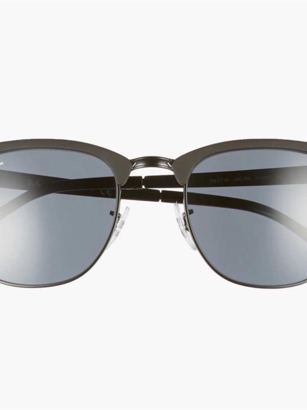 Ray-Ban Clubmaster Metal Matte Black/Blue Sunglasses RB3016